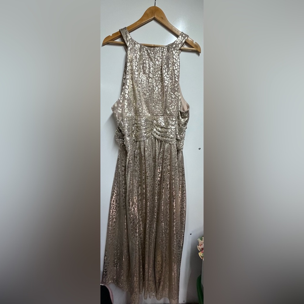 NEW Eliza J Sleeveless Gold Metallic Animal Print Dress Gown SIZE 20W womens - Picture 5 of 10